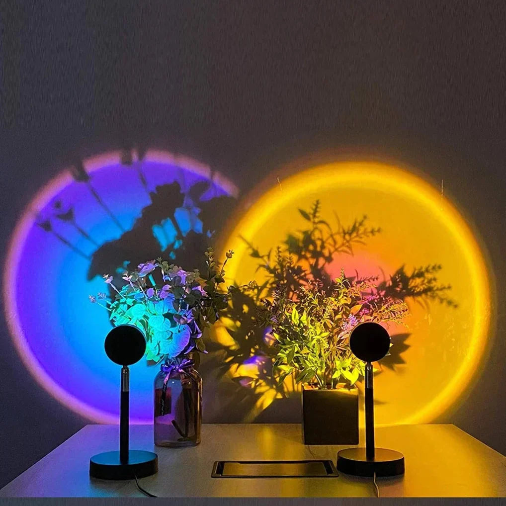 Luminária Pôr do Sol LED | Luz Sunset Decorativa com Atmosfera Colorida